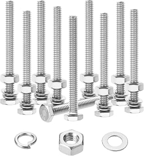 Mr. Pen Stainless Steel Nuts & Bolts Set, 1/4-20 x 2-1/2 Inch, 10 Sets with Hex Nuts, Flat & Lock Washers - Rust-Resistant Fasteners