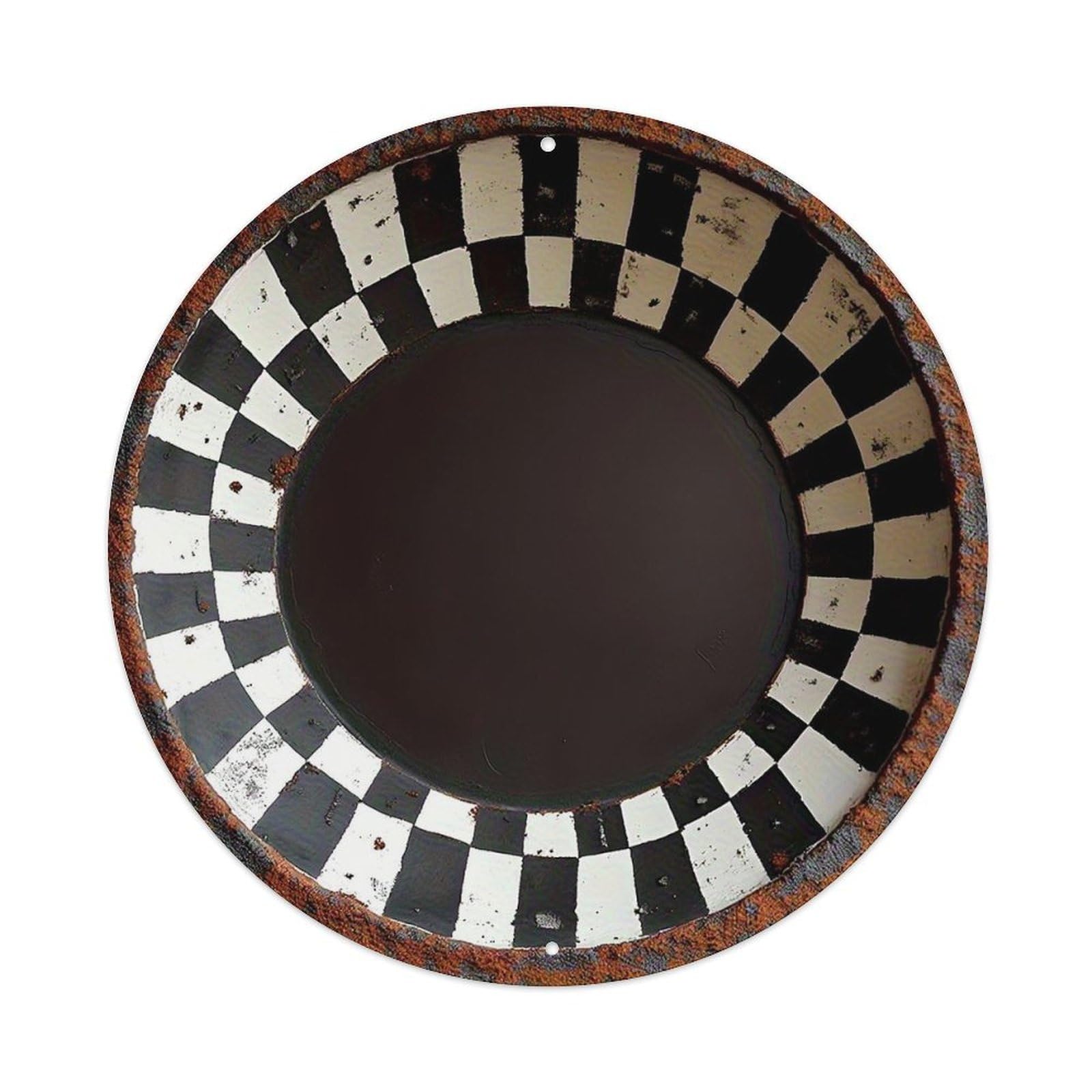 Black And White Checkerboard Pattern Metal Tin Sign Plaque