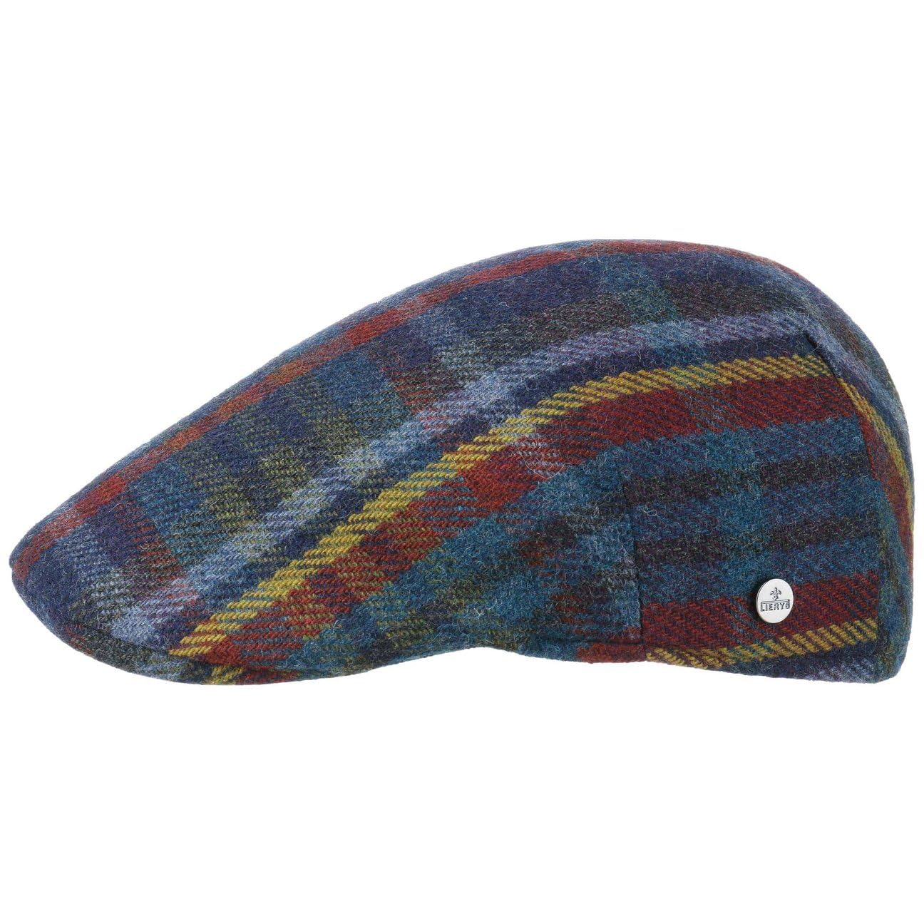 Lierys Sheatland Wool Flatcap męska - czapka zimowa w kratkę z żywej wełny - czapka z daszkiem Made in Italy - wełniana czapka na jesień / zimę
