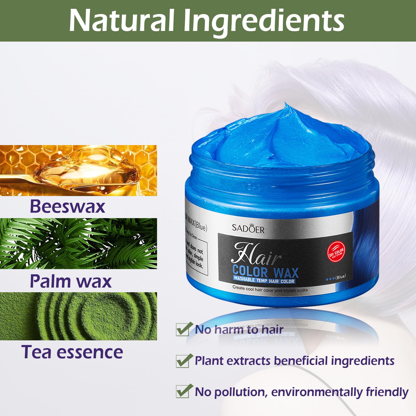 Temporary Silver Gray Hair Color Wax, 120g, Instant Hairstyle Cream Dye, Disposable Colouring Mud for Men Women, Youth - Image 4