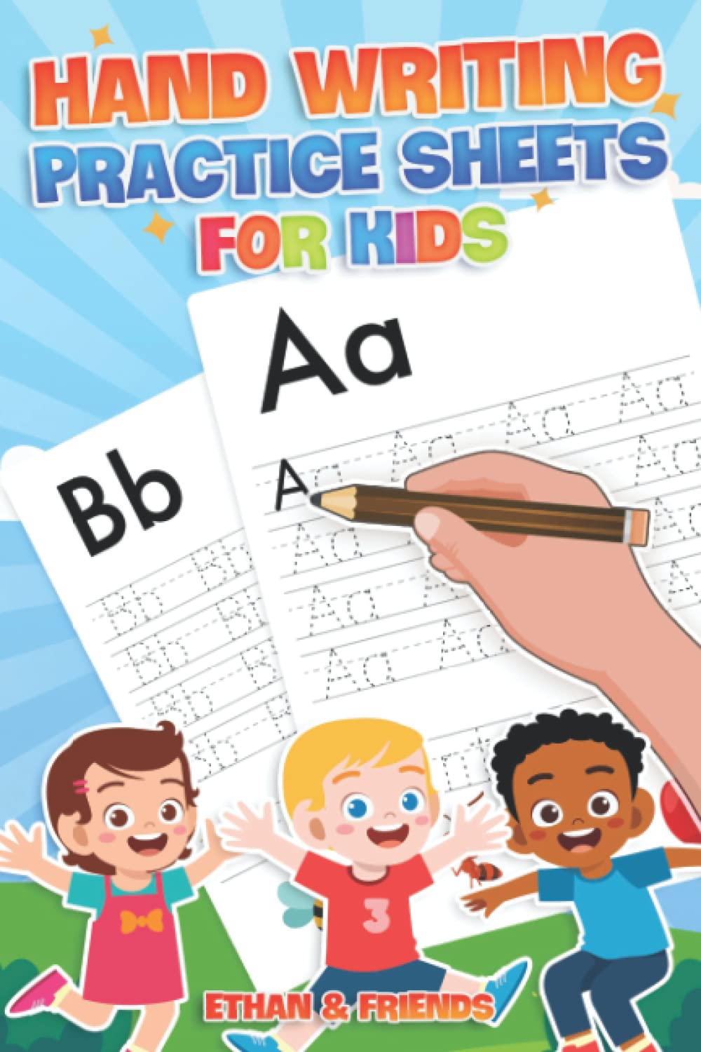 Hand Writing Practice Sheet for Kids Kids: 100 pages of blank and dotted lined sheets, perfect for practising your writing. Suitable for preschoolers ... learning to write the alphabet and numbers.
