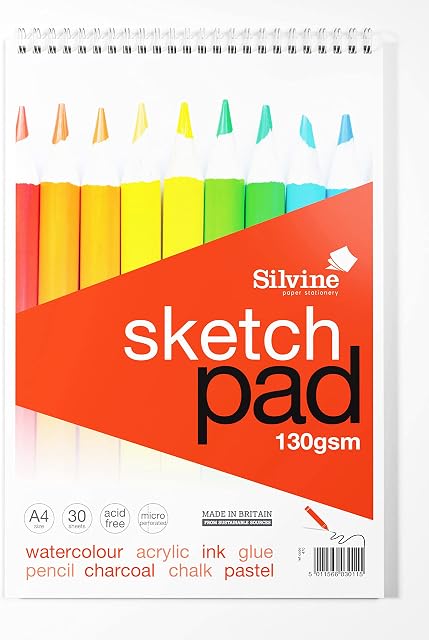 Silvine A4 Sketch Pad Wirebound 130gsm 30 sheets