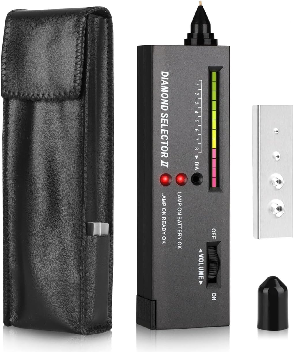 Diamond Tester, High Accuracy Diamond Tester Pen with LED Indicator Light and Sound Prompt, Portable Electronic Diamond Testers Professional for Novice and Expert, Diamond/Sapphire/Ruby/Crystal