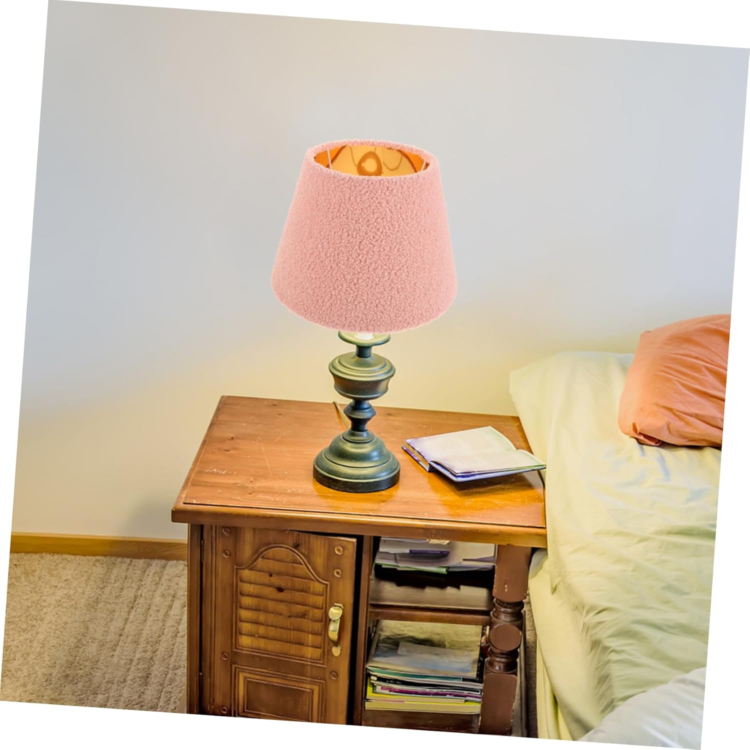 STOBAZA Furry Lamp Shade Soft Plush Fabric Cover for Table Lamps Cozy Decorative Light Fixture for Living Room Bedroom for Boys and Girls Rooms and Playful Spaces