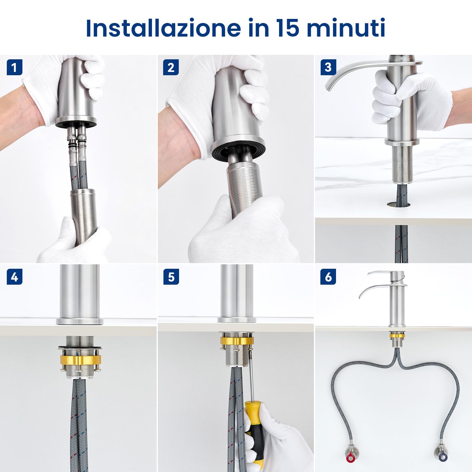 CECIPA Rubinetto Bagno Lavabo Spazzolato a Cascata, Miscelatore Lavabo con Becco Altezza 8,6cm, Rubinetto Lavandino Bagno in Acciaio Inox 304