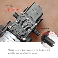 Vista 2 de bayite 12 V DC Bomba de diafragma de presión de agua con interruptor de presión. Bomba pulverizadora. Bomba de cebado propio 4 L/Min 1.0 GPM, 100