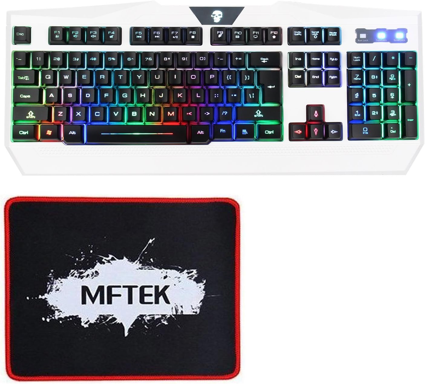 Gaming Keyboard - MFTEK USB Wired LED Rainbow Backlit Luminous Illuminated Gaming Keyboard for Laptop Desktop Gamers Office Work - US Layout