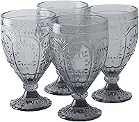 Vista 3 de Fitz and Floyd Vasos de mesa con pie ornamental, juego de 4, Humo