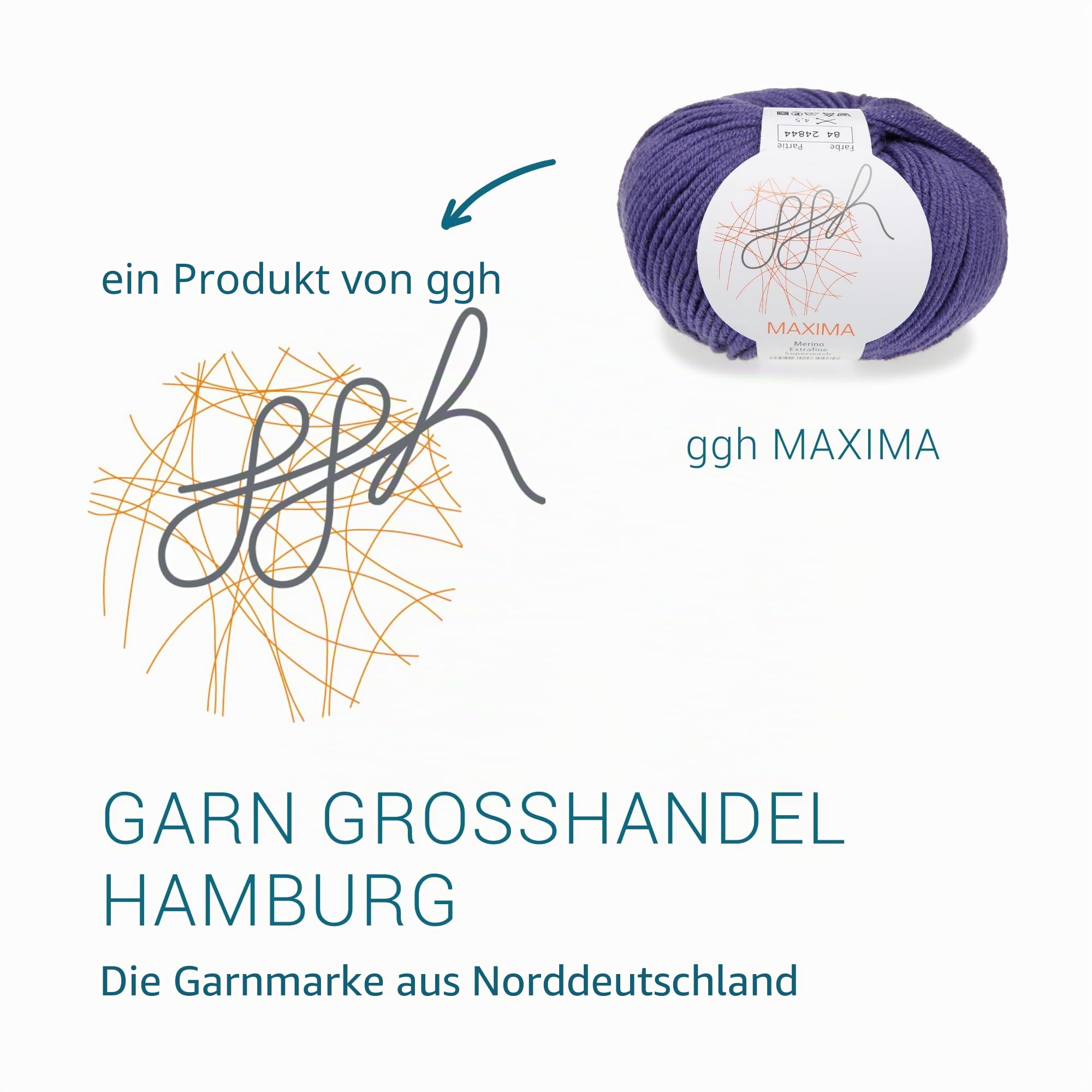 ggh Maxima Box - 6x50g (insgesamt 300g) Merinowolle extrafein und maschinenwaschbar - Nadelstärke 4-5 Farbe 084 - Lila