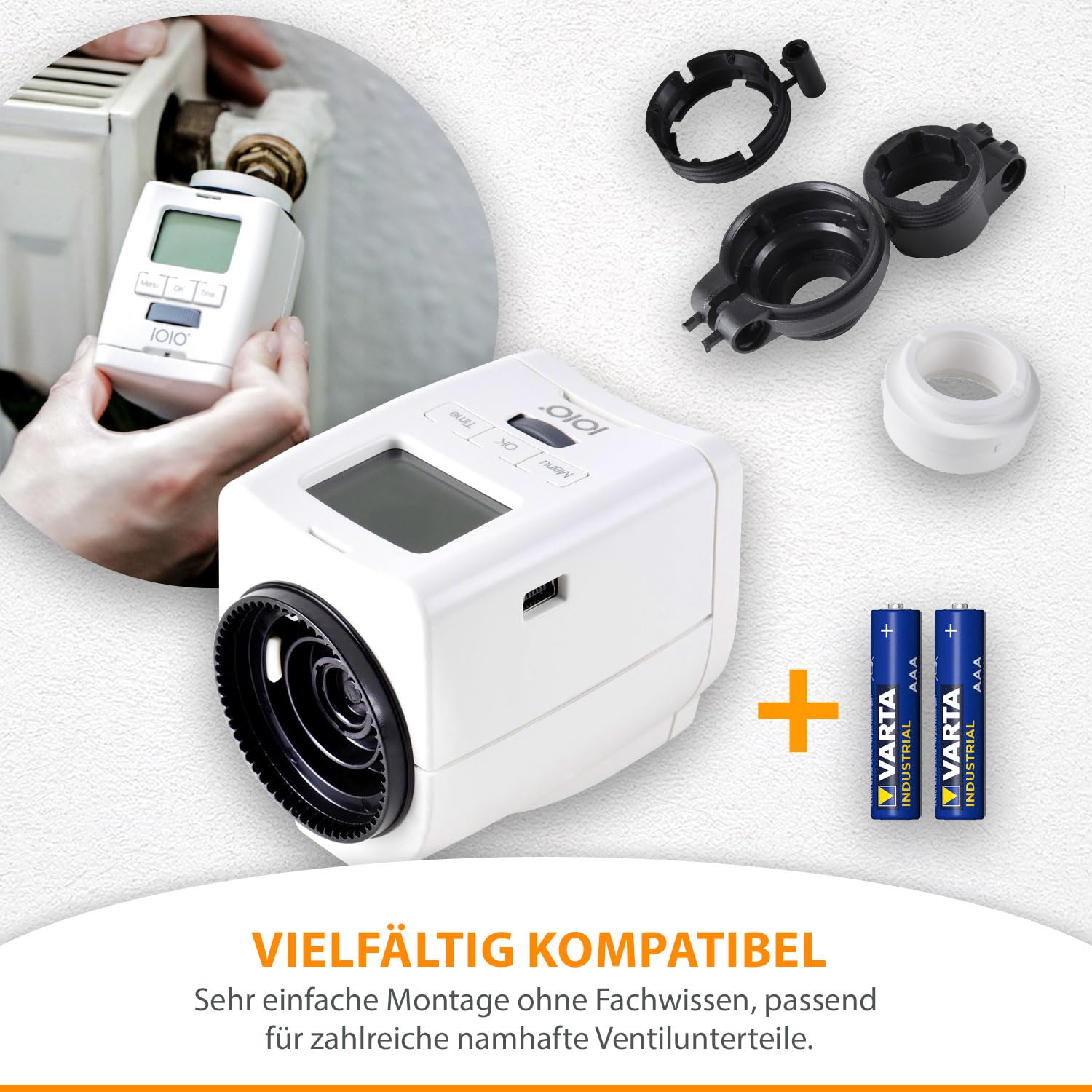 4 Stück Premium Elektronischer Heizungsthermostat HT 2000 - Thermostat Heizung programmierbar - Heizkörper Heizungsregler mit Zeitschaltuhr - Heizkörperthermostat Made in Germany