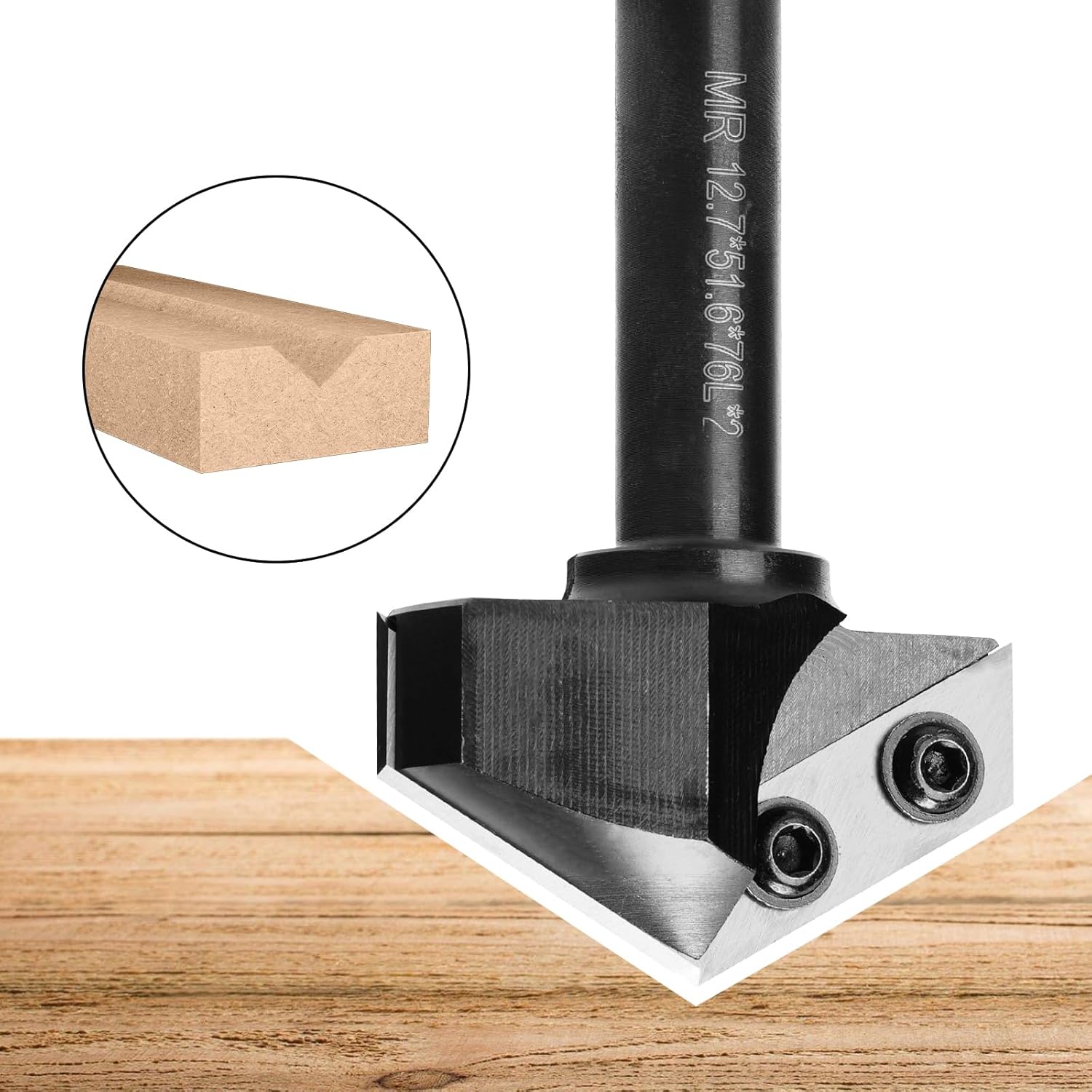 Genmitsu 1/2" Shank Router Bit, 120 Degree V Groove Carbide Inserts, CNC Milling Machine Router Bits for Woodworking 2D/3D Signmaking, Lettering, Carving, VG03