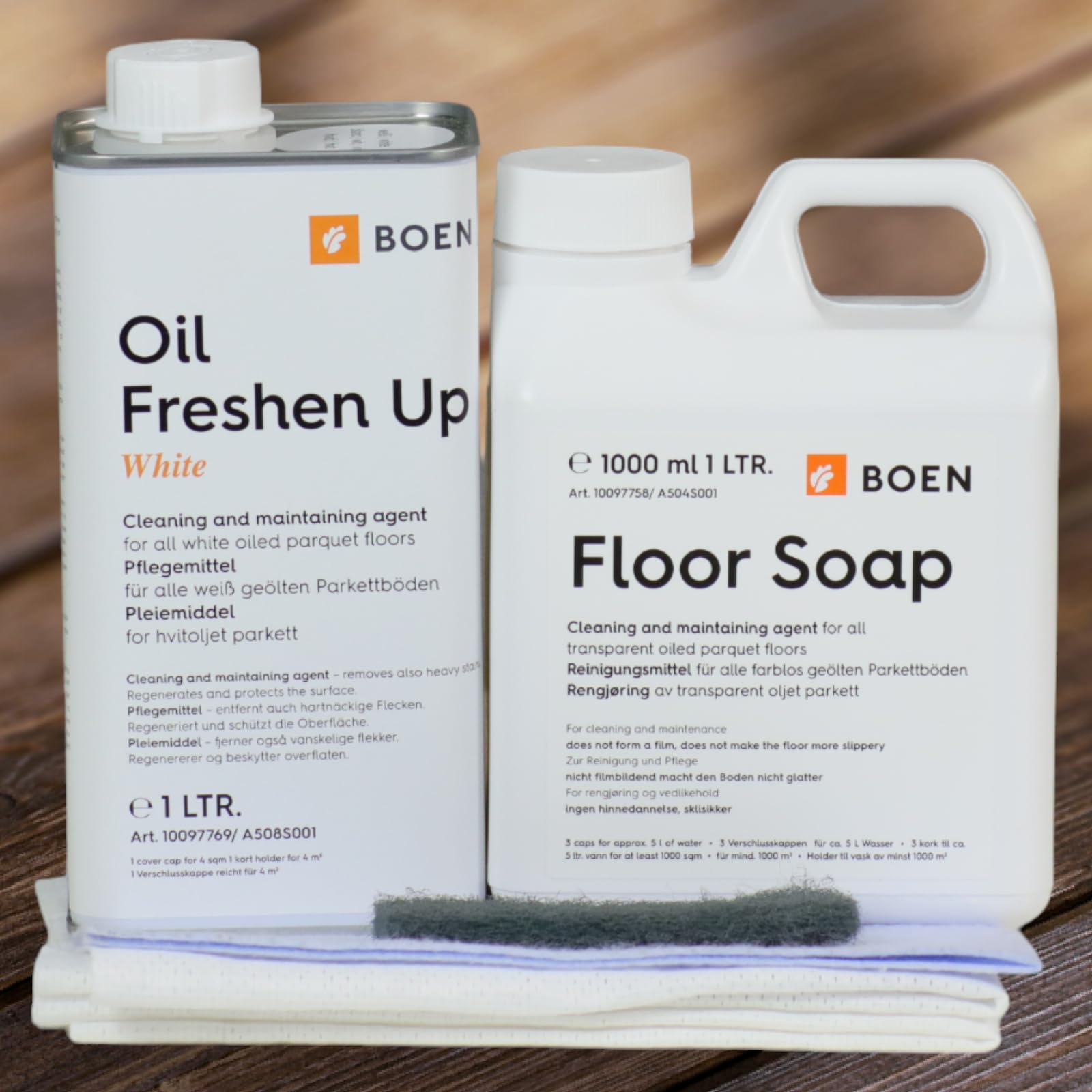 HPS | Kit de mantenimiento - Boen de mantenimiento para engrasada de parquet-blanco Boen de parquet de jabón - Boen Freshen Up colour blanco de cuidado toallitas húmedas