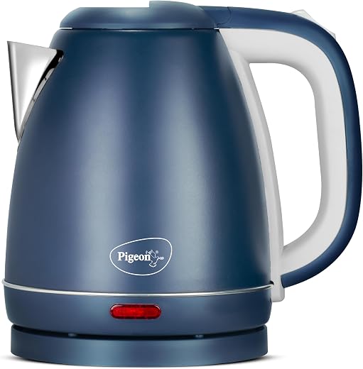 Pigeon Tesla Electric Kettle 1.5 L, 1300 Watt, Stainless Steel Body with Auto Shut-off Feature Used for Boiling Water – (Matt Blue)