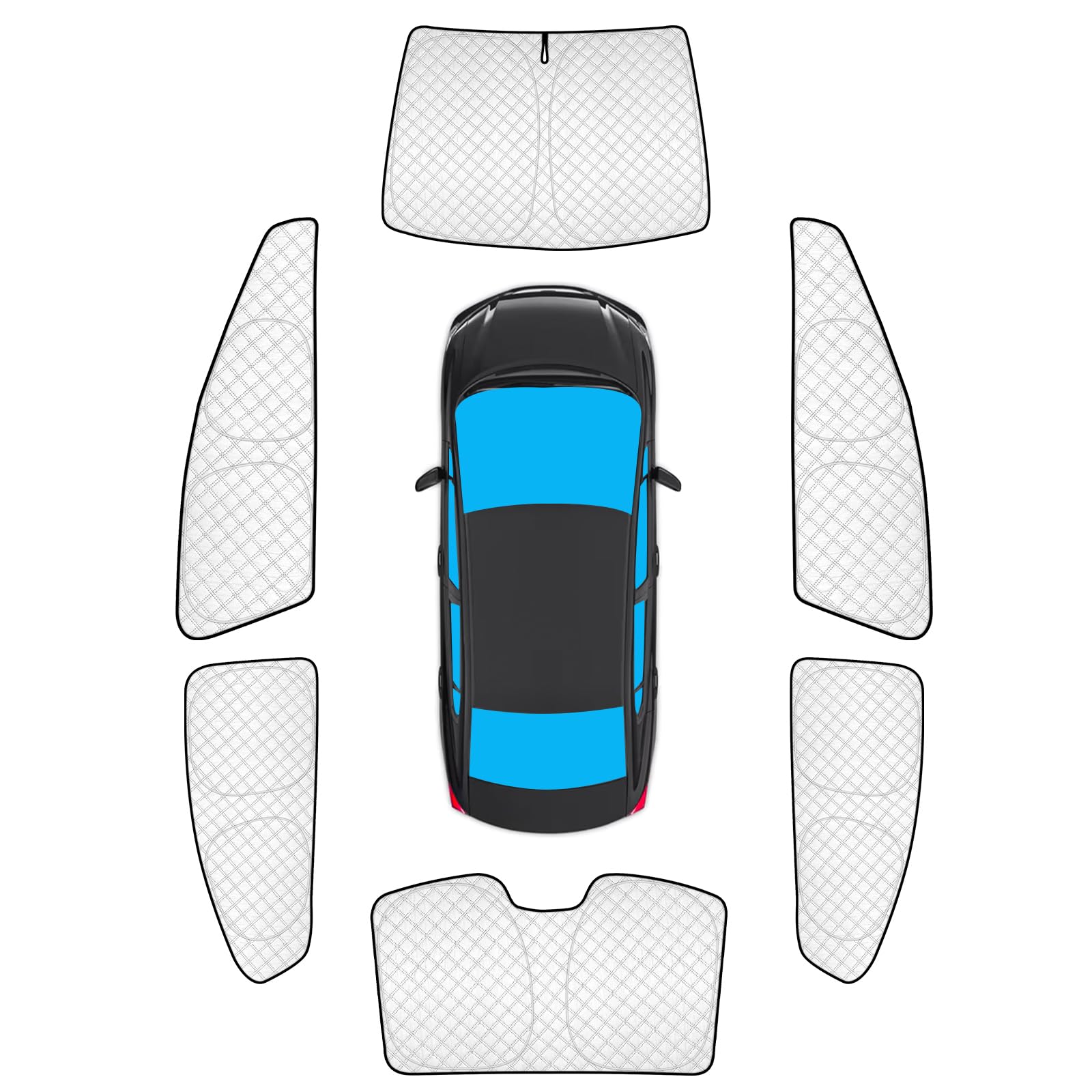 KMF 6pcs Thicken Sun Shades for Honda Civic Sedan 2012-2015 Accessories, Windshield Sunshade Full Car Window Covers for Side Rear, UV Block and Blackout Privacy for Camping Outdoor