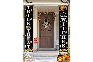 Halloween Decorations Outdoor: Trick or Treat & It's October Witches, Halloween Wall Banner