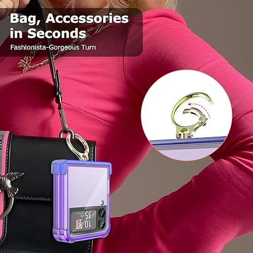 Miniatura 4 de Funda para Galaxy Z Flip 3 con protección de bisagra transparente para Samsung Flip 3 con función atril cubierta protectora para Samsung Galaxy Z