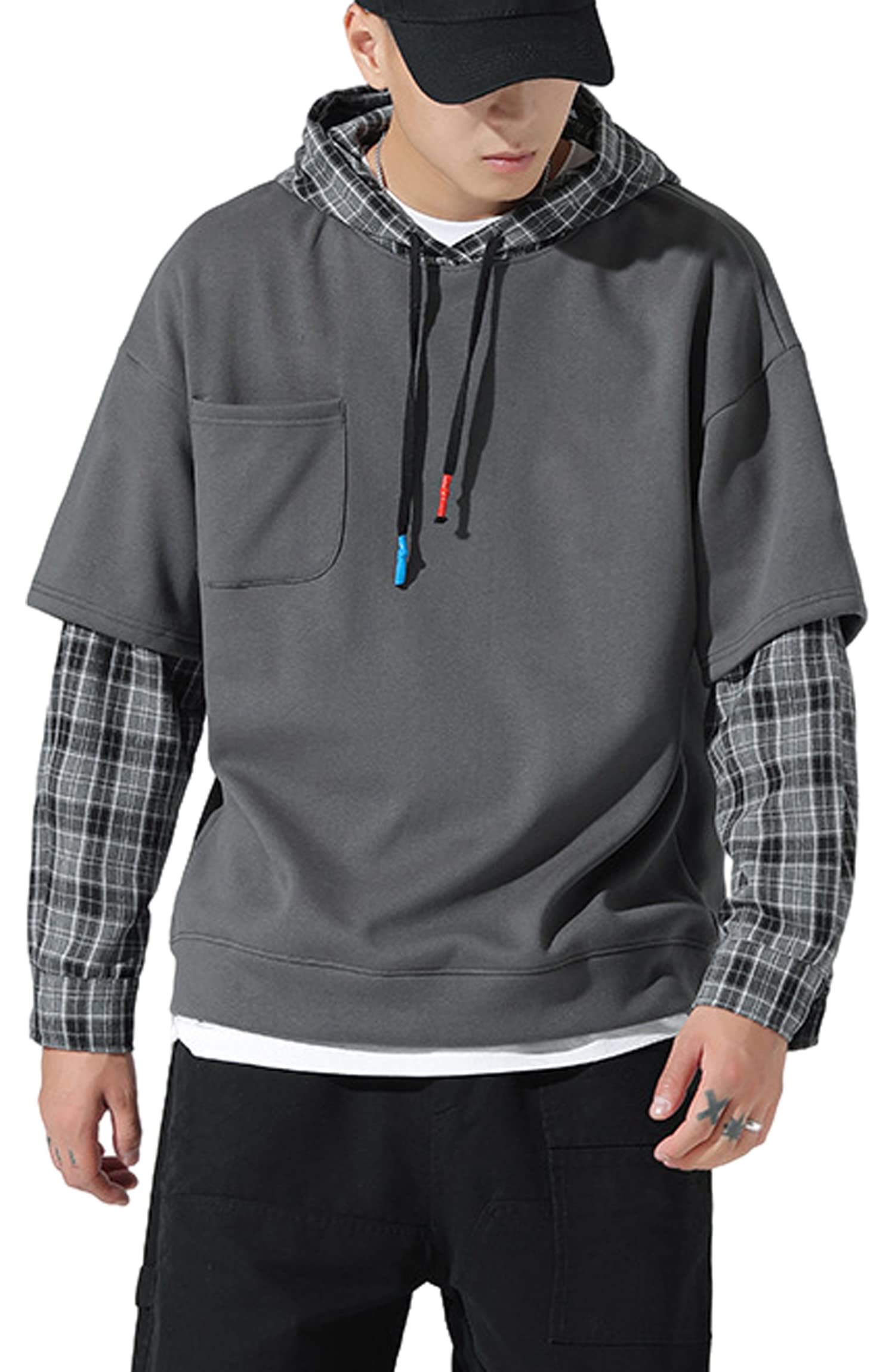 Moshtashio Felpa Uomo con Cappuccio Abbigliamento Felpe Manica Lunga Colori a Contrasto Hoodies Sweatshirt Pullover Tops Autunno Inverno Moda