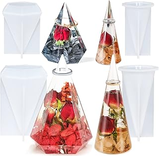 4 Pieces Ring Cone Resin Molds, Ring Holder Silicone Molds for Epoxy Resin, Ring Cone Pyramid Silicone Epoxy Resin Molds for DIY Ring Stand, Ring Jewelry Display Stand, Home Decors, Wedding Gift