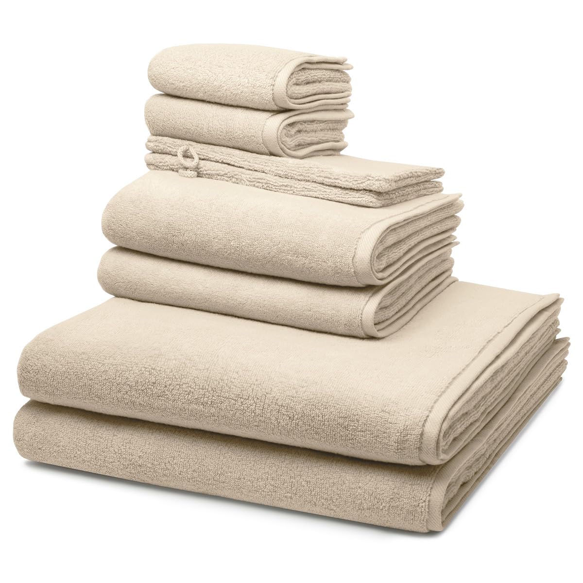 Ross - 8 teiliges Frottier-Set - Sensual Skin (2 X Wasch- 2 X Gäste- 2 X Dusch- 2 X Handtuch im Set) - 500 g/m2 - Baumwolle - Walkfrottee - saugstark - weich und flauschig - Natur
