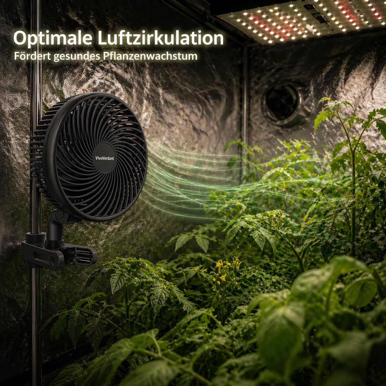6-Zoll Growzelt Clip-Ventilator mit automatischer Oszillation, 11W leiser EC-Motor 32dB, 330 CFM Luftstrom für Indoor-Pflanzen, 10 Geschwindigkeiten, Stabiler Clip für 15-30mm Stangen