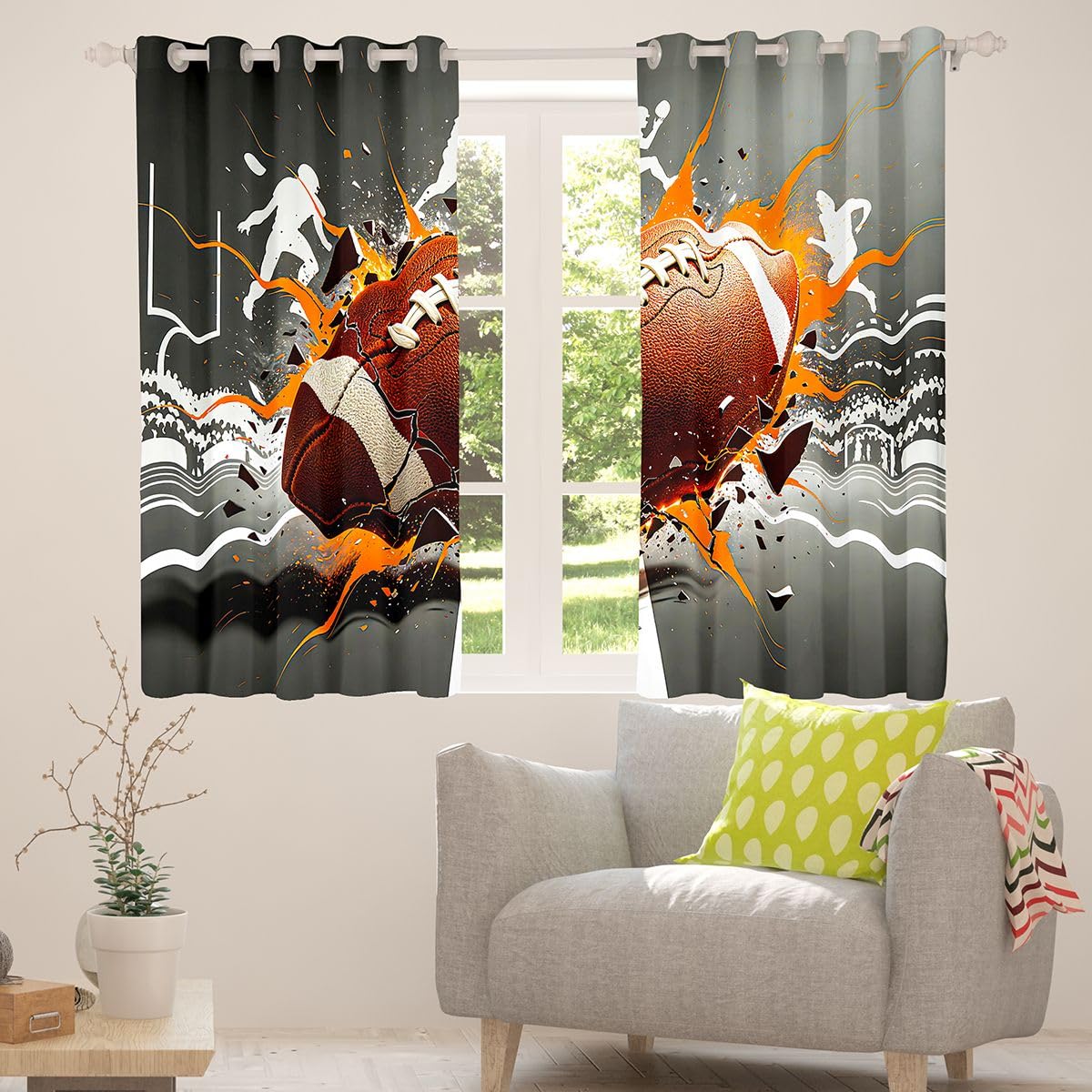 Homewish Tende oscuranti per bambini, motivo calcio 3D, 168 x 183 cm, per