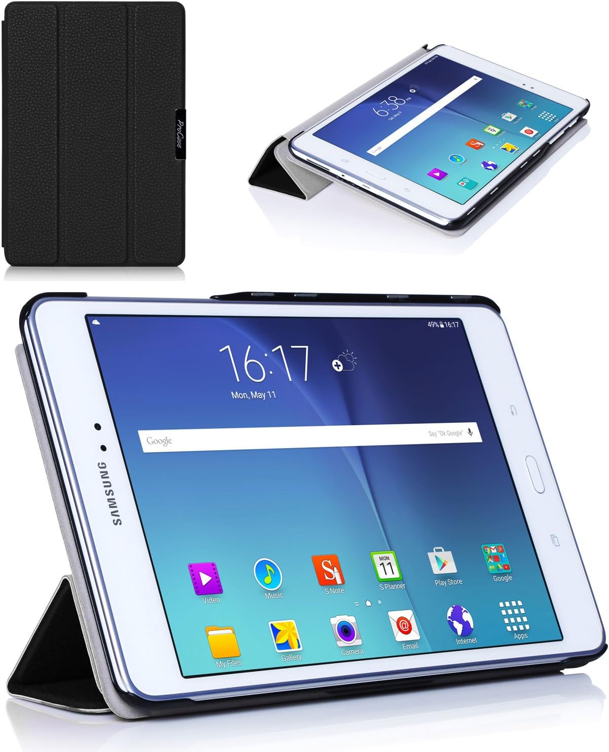 ProCase Folio Case Compatible for Galaxy Tab A 8.0 T350 P350 (Old Model), Slim Lightweight Hard Shell Standing Cover Case for 2015 Galaxy Tab A 8.0 inch SM-T350 Tablet -Black