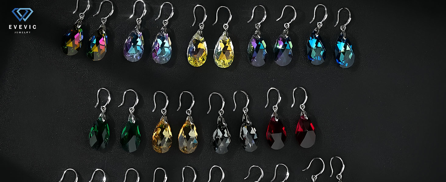 Amazon.com: Austrian Crystal Teardrop Dangle Hook Earrings for