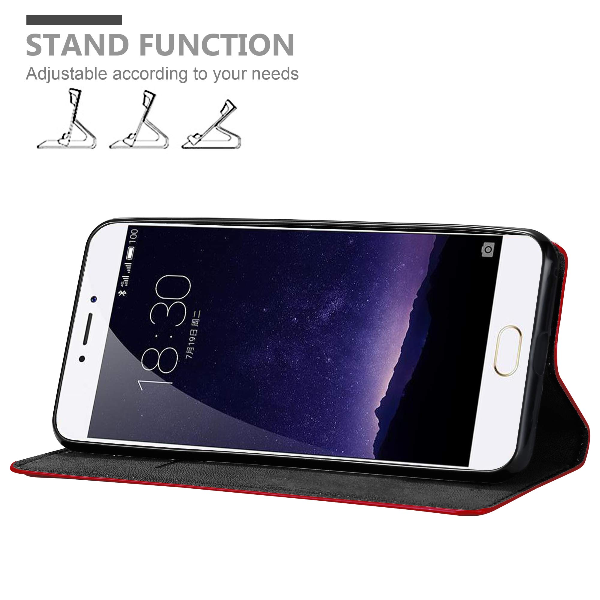 Cadorabo Custodia Libro Portafoglio Per MEIZU MX6, Colore Rosso Mela, Con Slot E Chiusura Magnetica - 2