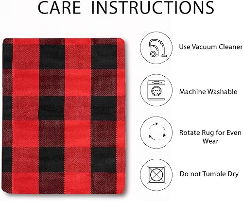 Miniatura 378 de IOHOUZE - Tapete a cuadros estilo búfalo de 5 x 8 pies para interiores y exteriores, lavable, para sala, tapete de bienvenida primavera-verano