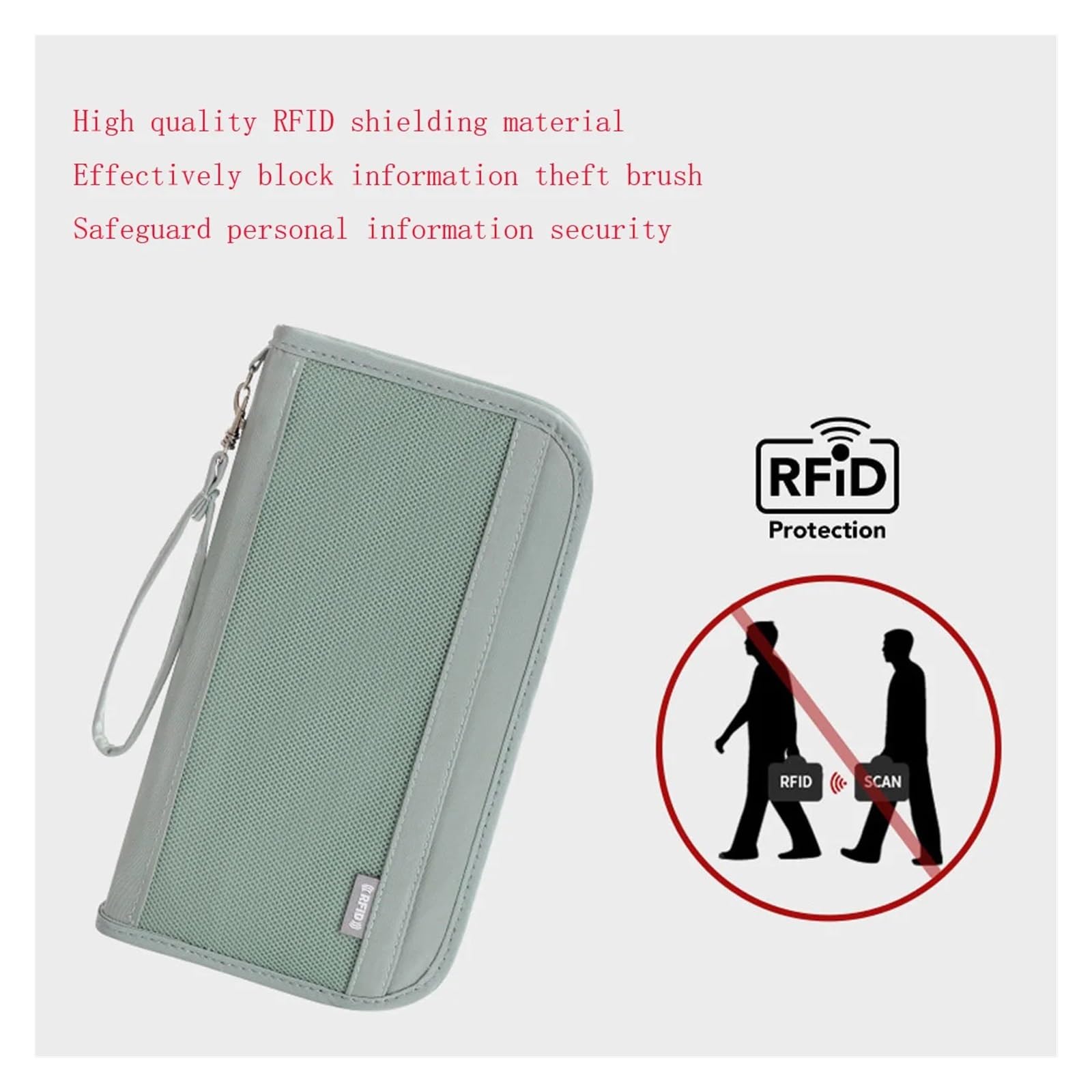 Porta Passaporto Borsa da viaggio Passaporto d'imbarco Conservazione di biglietti aerei Portafoglio multifunzione leggero grande capacità con tracolla Per Documenti Di Viaggio(GRAY)