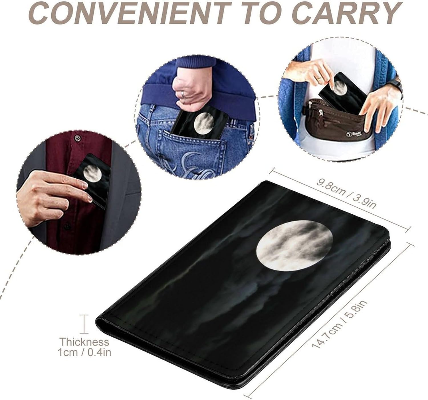 Moon Passport Holder with Card Slots Portable Passport Cover Compact Waterproof Passports Protector