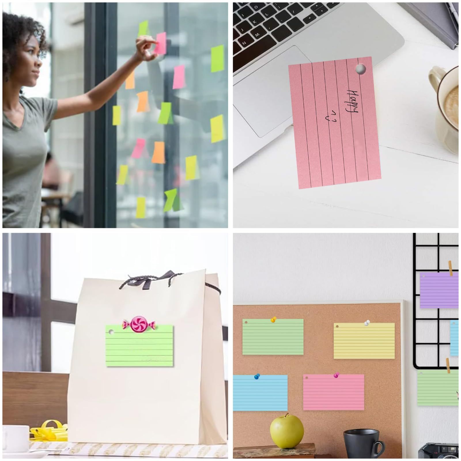 Gentpovth 600 Cartes Flash A8 Perforées Couleurs Fluo Avec 6 Anneaux - Idéal Révision, Étude Et Organisation