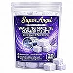 Super Angel Lavender-scented 20 Pcs Washing Machine Deep Cleaner Descaler Tablets for All Front and Top Load Machines, with Descaling and Stain-Removing Power