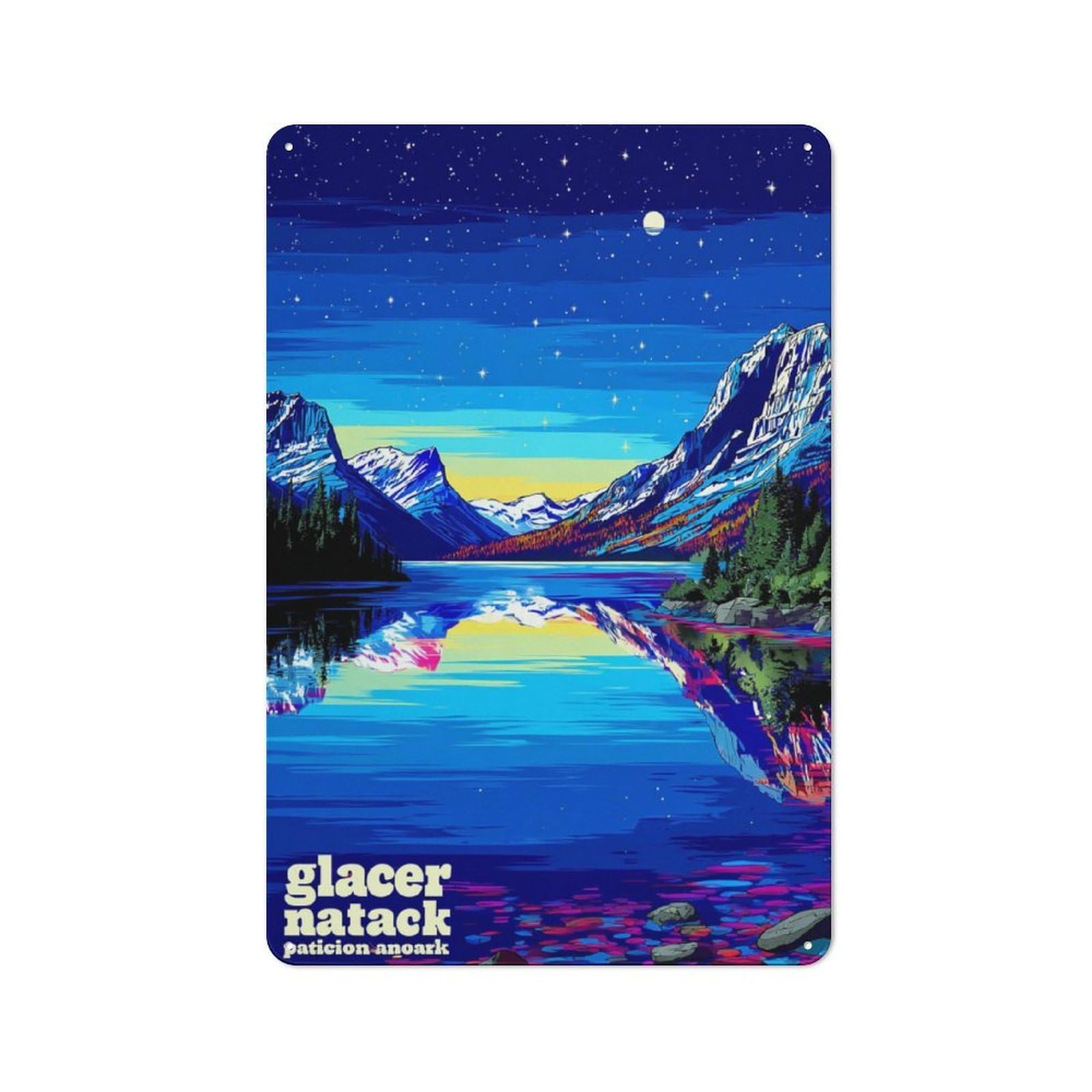 Junmoney Glacier Dreams A Serene Night's Reflection Vintage Metal Wall Sign 30X20cm For Café Or Restaurant, For Metal Sign Collectors, For Garage And Workshop Walls