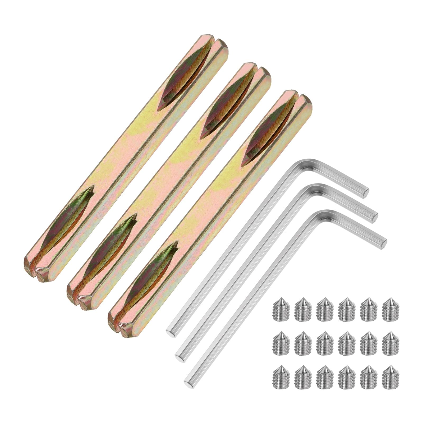 sourcing map 3Pcs Door Knob Spindle, 85mm Long Spare Door Handle Spindle Bar with Hex Screws & Wrench, Square Doors Handles Lock Replacement for Furniture Assembly, DIY Projects, Gold