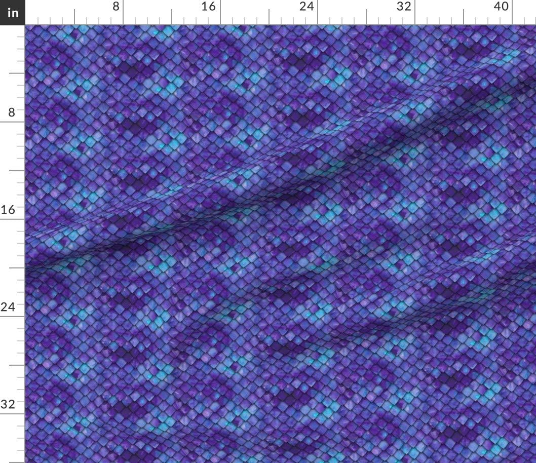 Spoonflower Fabric - Dragon Scales Purple Scale Mermaid Blue Printed on Petal Signature Cotton Fabric by The Yard - Sewing Quilting Apparel Crafts Decor