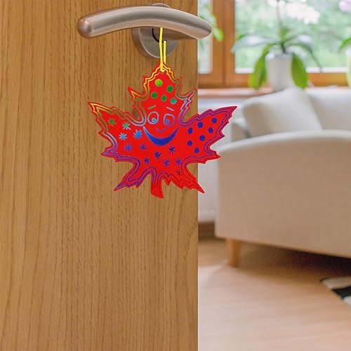 Miniatura 8 de Winlyn Juego de 48 juegos de adornos de otoño de colores mágicos para rascar de otoño, hoja de arce, hoja de roble, calabaza, manzana, bellota, kits