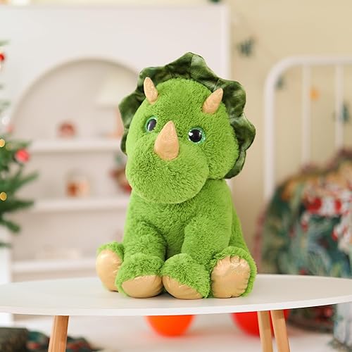 Miniatura 3 de Muiteiur Animal de peluche de dinosaurio grande, almohada de felpa de dinosaurio suave y linda, regalo para el día de los niños (verde, 24 pulgadas)