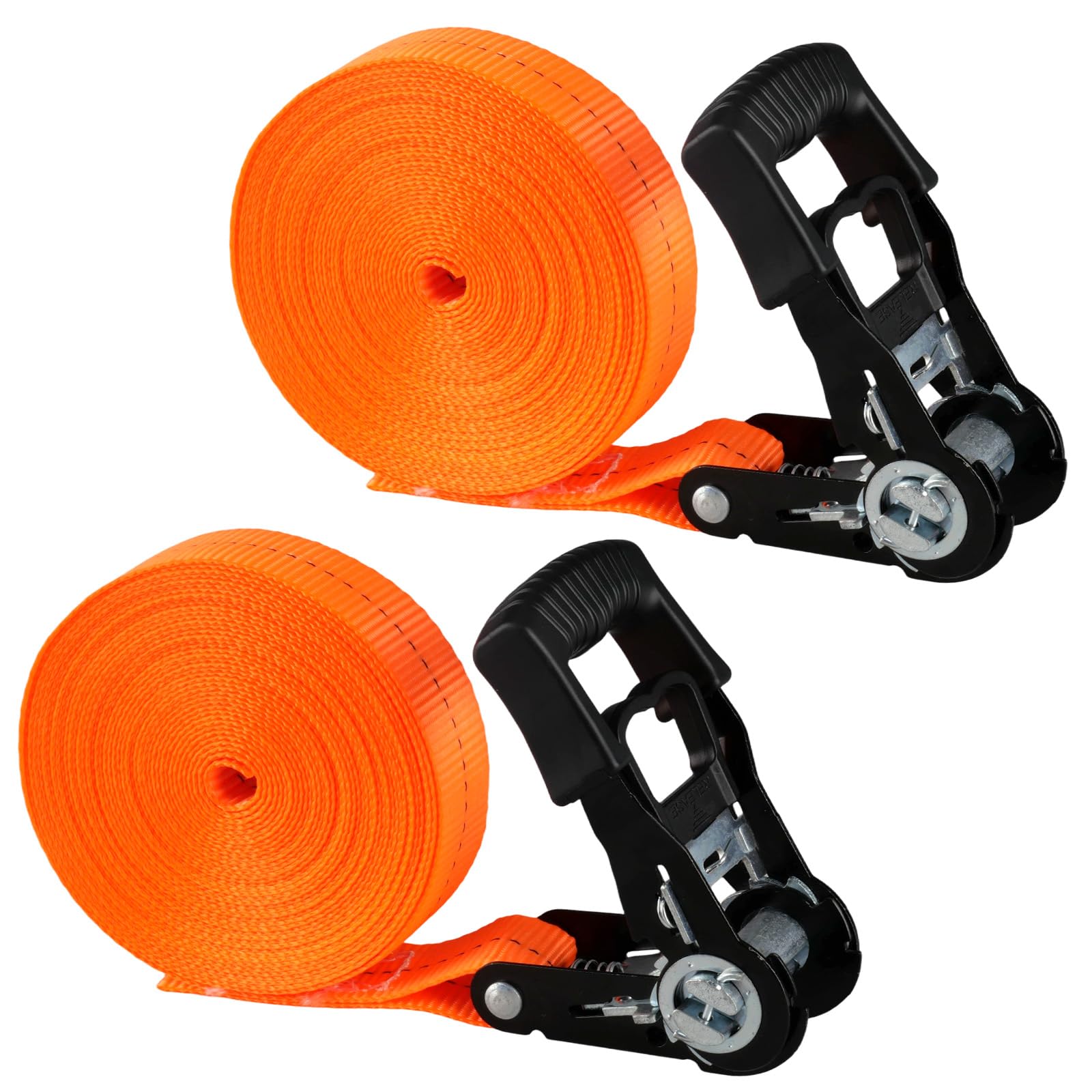 Shuqio Ratschengurt 12m Orange - Spanngurt mit Gummi-Ratsche, 2,5 cm breit, Zurrgurt ohne Haken fur LKW, Anhanger, Motorrad & Transporter 1 Stuick