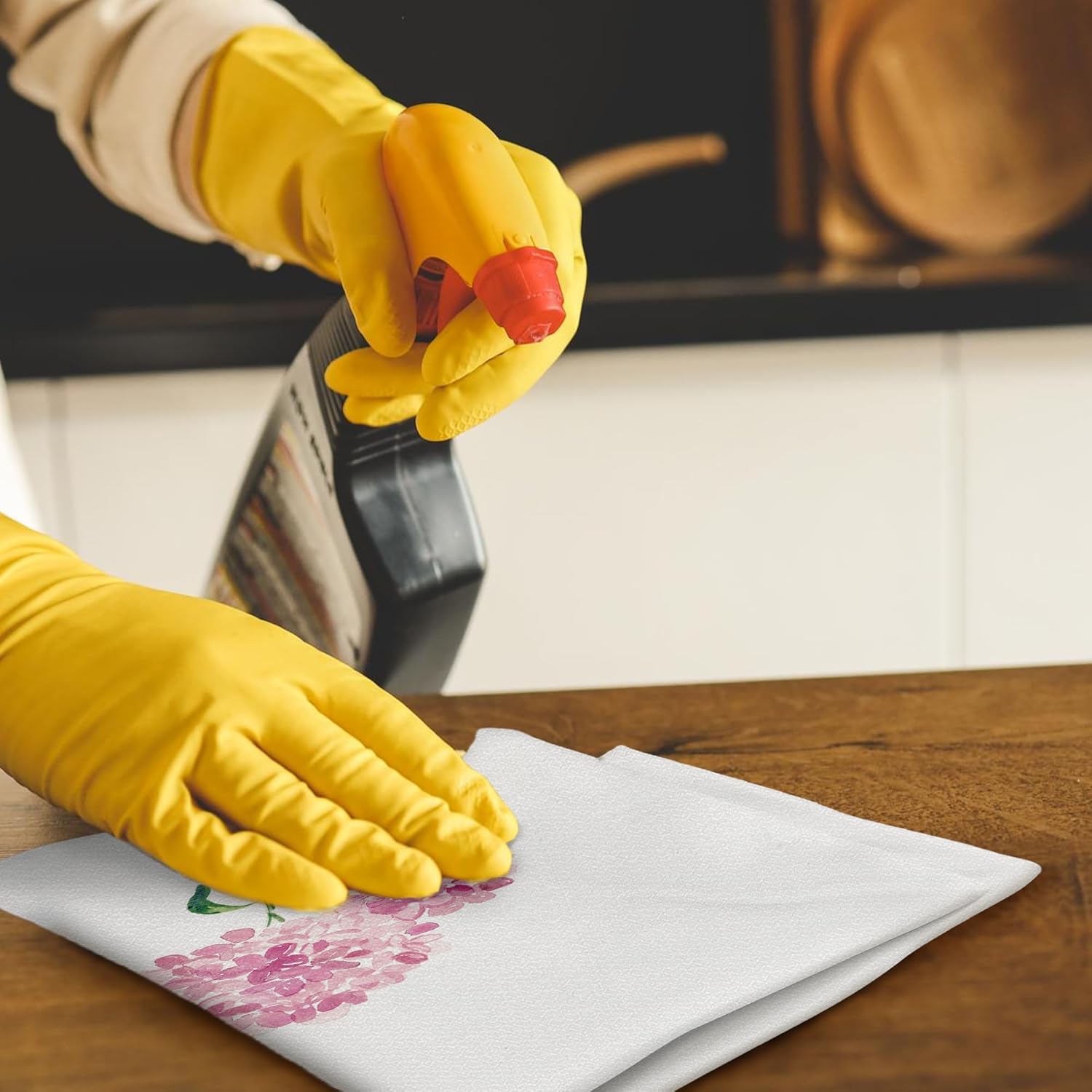 Pink Hydrangea Flowers Floral Kitchen Towels Set of 2 - Flowers Decorative Hand Towels for Bathroom, Pink Hydrangea Decor Dish Towels for Kitchen, Floral Hand Towels, 16x24 - Image 4