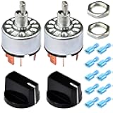 DKARDU 2 Pcs Rotary Selector Switch 12A 250V/16A 125V 4 Position 3 Speed Universal Fan Heater Speed Selector Switch for Fan, Fan Heater, Air Conditioner with Connector