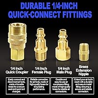 Vista 4 de LE LEMATEC Kit de montaje de manguera de compresor de aire de 15 piezas, accesorios de manguera de aire de conexión rápida NPT de 1/4 pulgadas