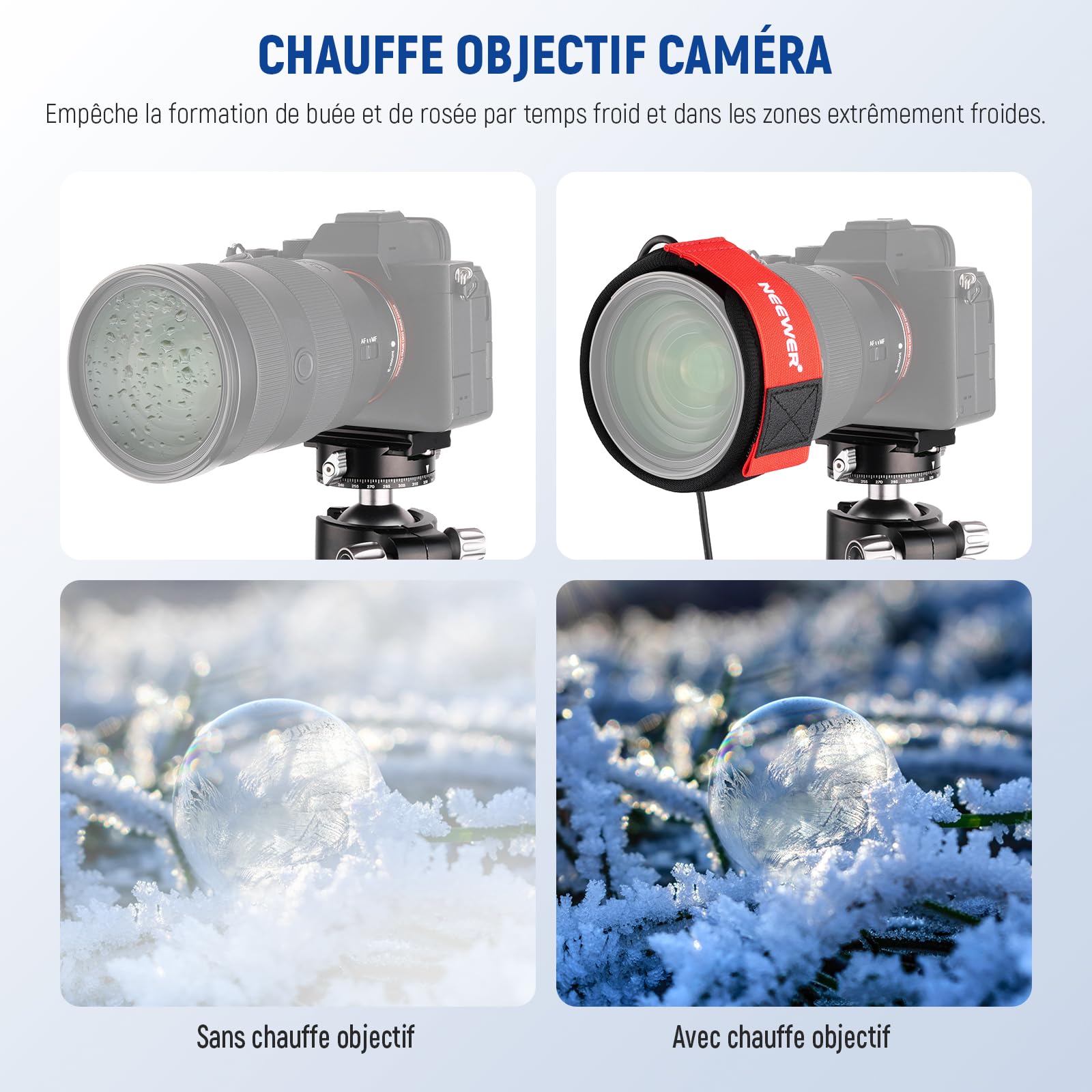 NEEWER Chauffe-Objectif USB 500 mm avec 3 réglages de température, Bande chauffante Anti-rosée pour Appareil Photo Reflex numérique sans Miroir, télescope, astrophotographie, jumelle, HW-20B