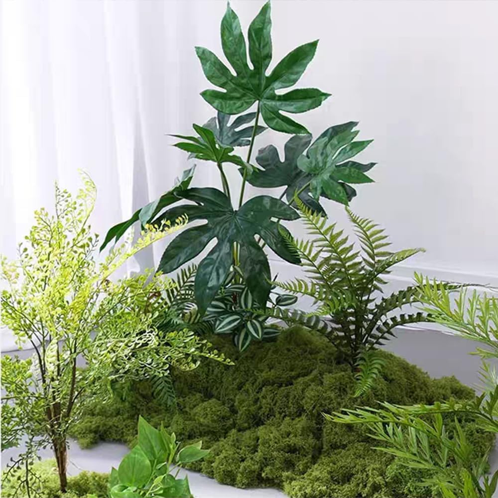 5.3 Oz Artificial Moss for Crafts - Fake Green Moss Decor for Fairy Gardens, Wedding Centerpieces, DIY Floral Arrangements & Party Decor (Decorative Faux Moss)