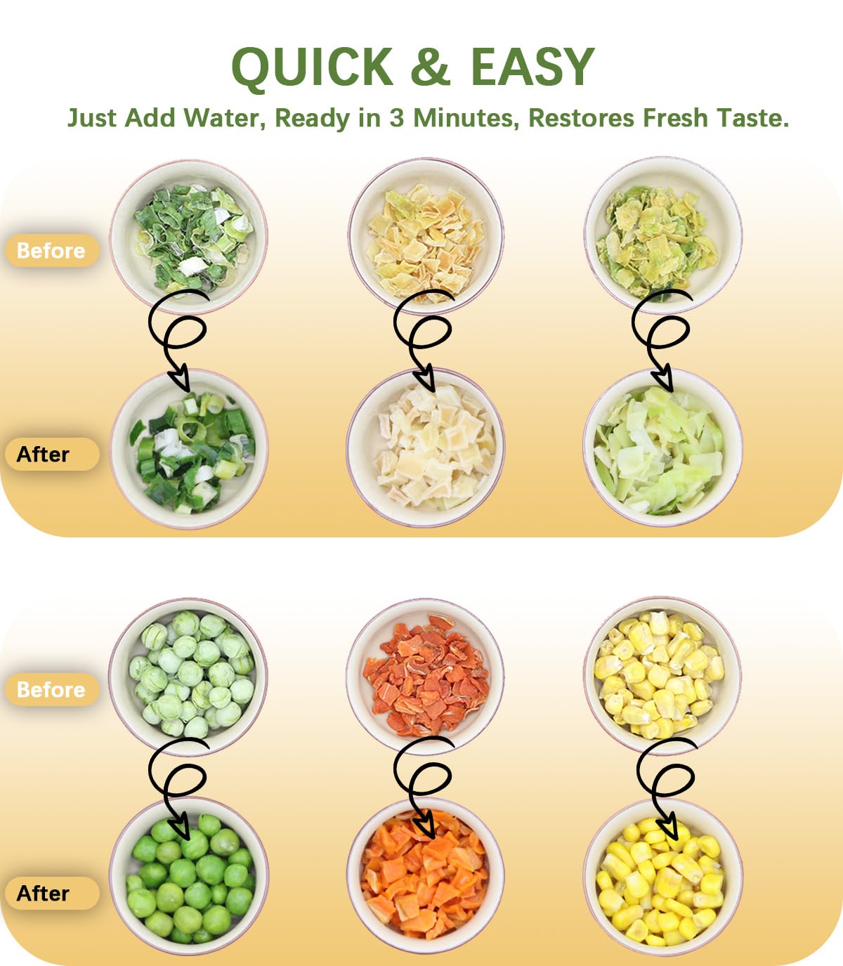 Dried Ramen Toppings, 220G/7.76OZ Dehydrated Vegetables, Natural Freeze Dried Vegetables, Carrots, Cabbage, Onions, Potatoes, Corn, Peas for Noodles, Pizza, Rice