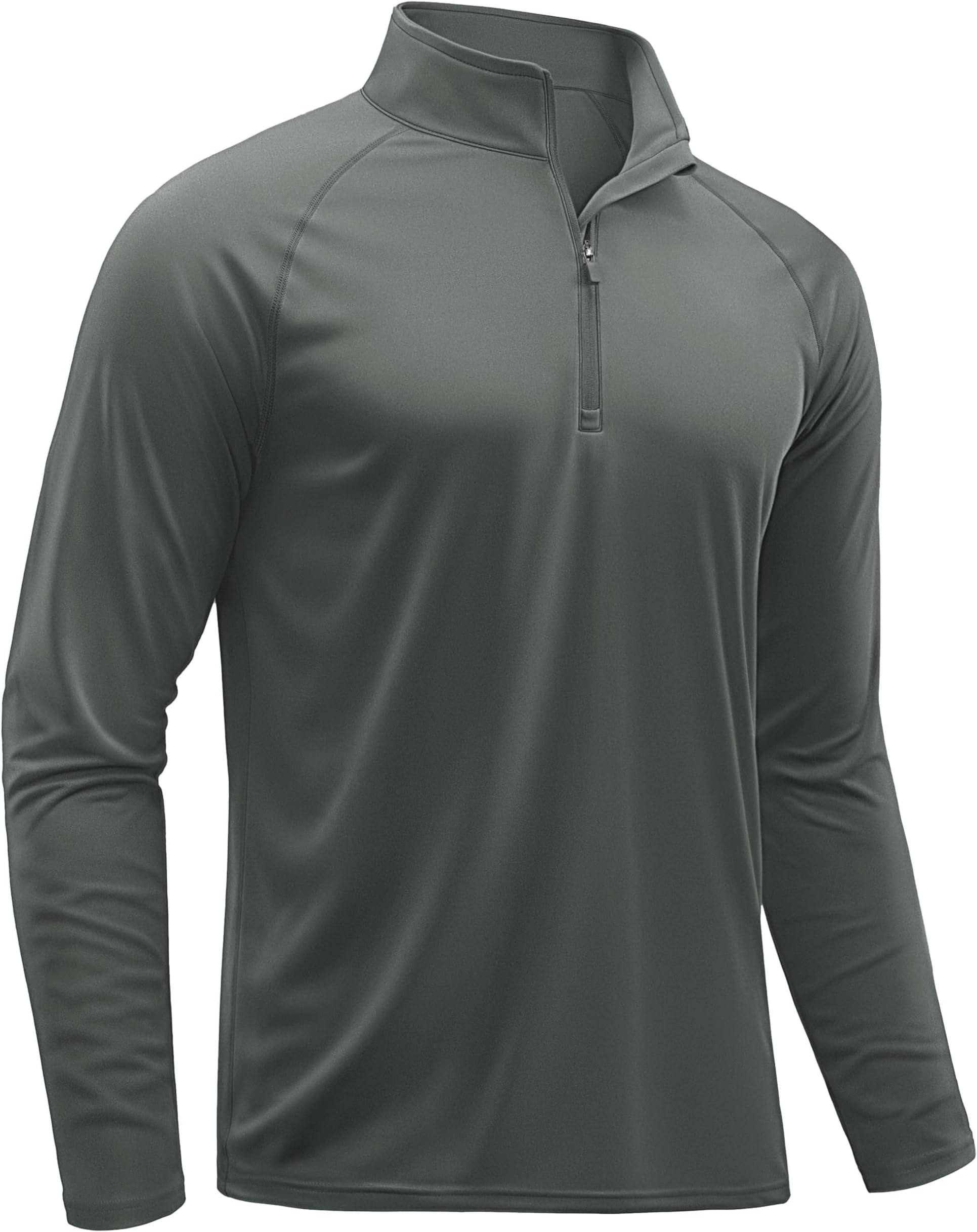 Men's Long Sleeve Athletic Shirts 1/4 Pullover Zip Sun Protection Rash Guard UPF 50+ Outdoor Running T-Shirts