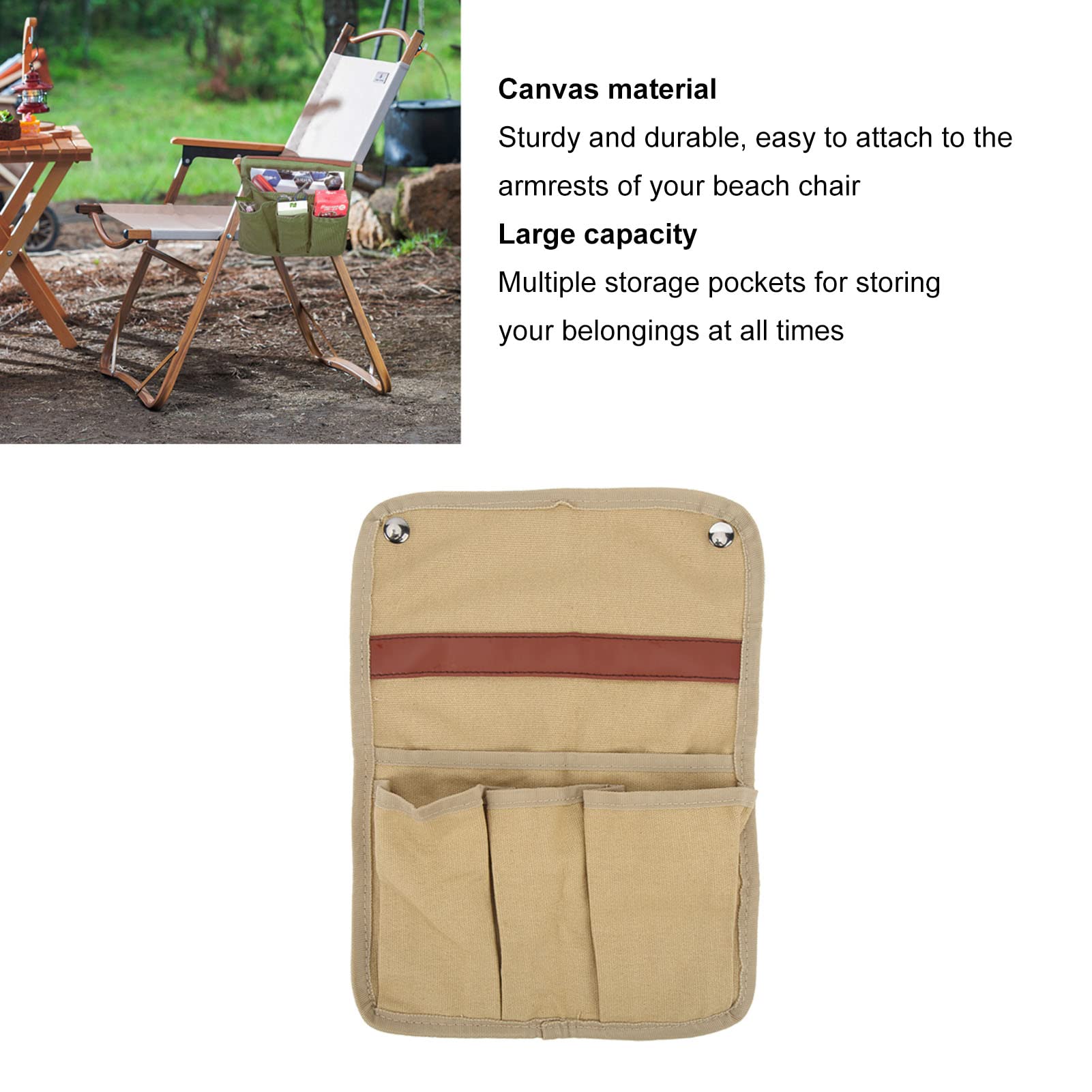 Bolsa Colgante para Silla de Camping con Múltiples Bolsillos, Bolsa de Lona para Reposabrazos de Silla de Playa, Bolsa de Almacenamiento para Picnic de Pesca Al Aire Libre