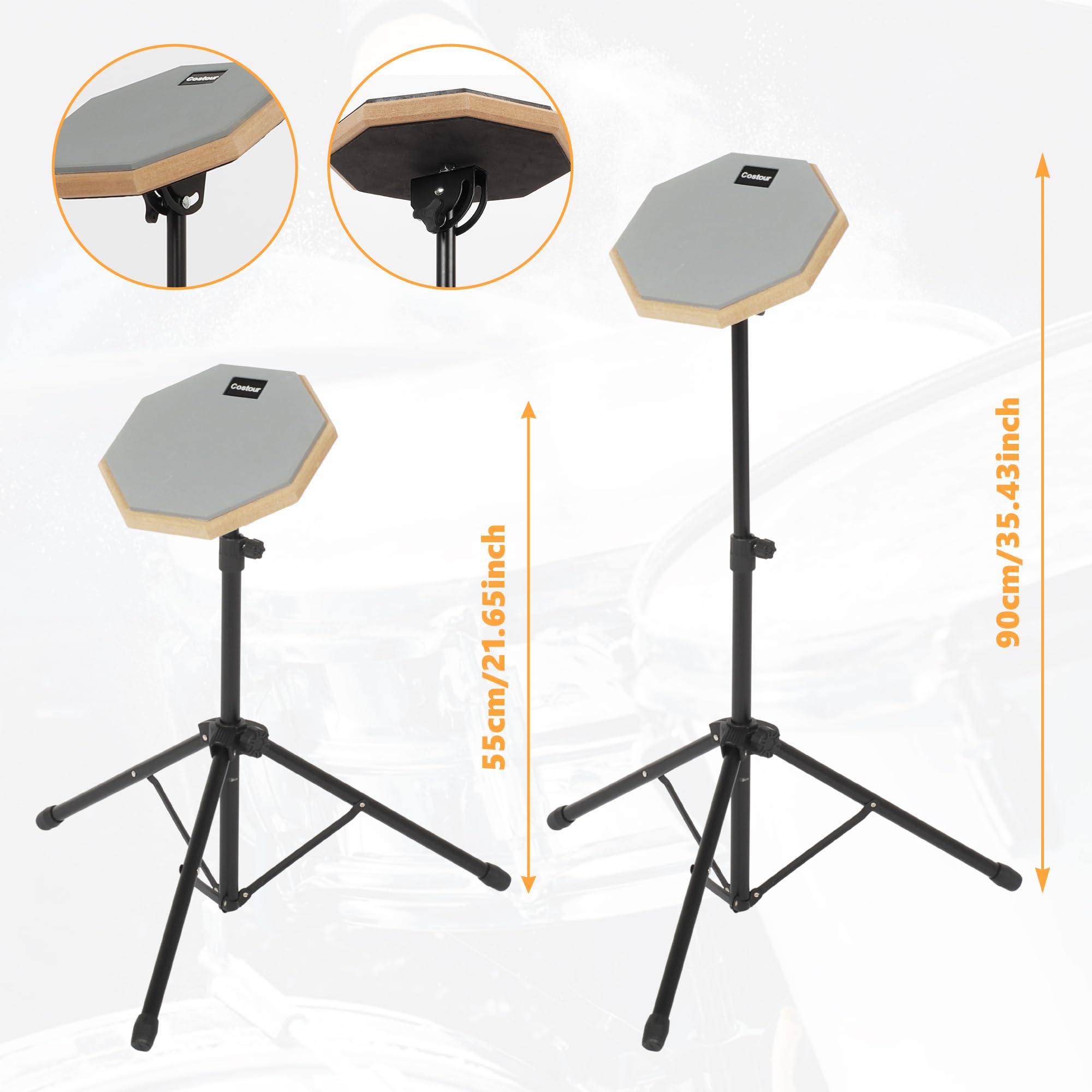 Gummi Drum Practice Pads übungspad kit 55-90cm Verstellbarer Bügel 8 Zoll schlagzeug Übungspad Drum Pad Set Mit Ständer Schlagzeug Sticks Aufbewahrungstasche für Schlagzeugern Anfängern