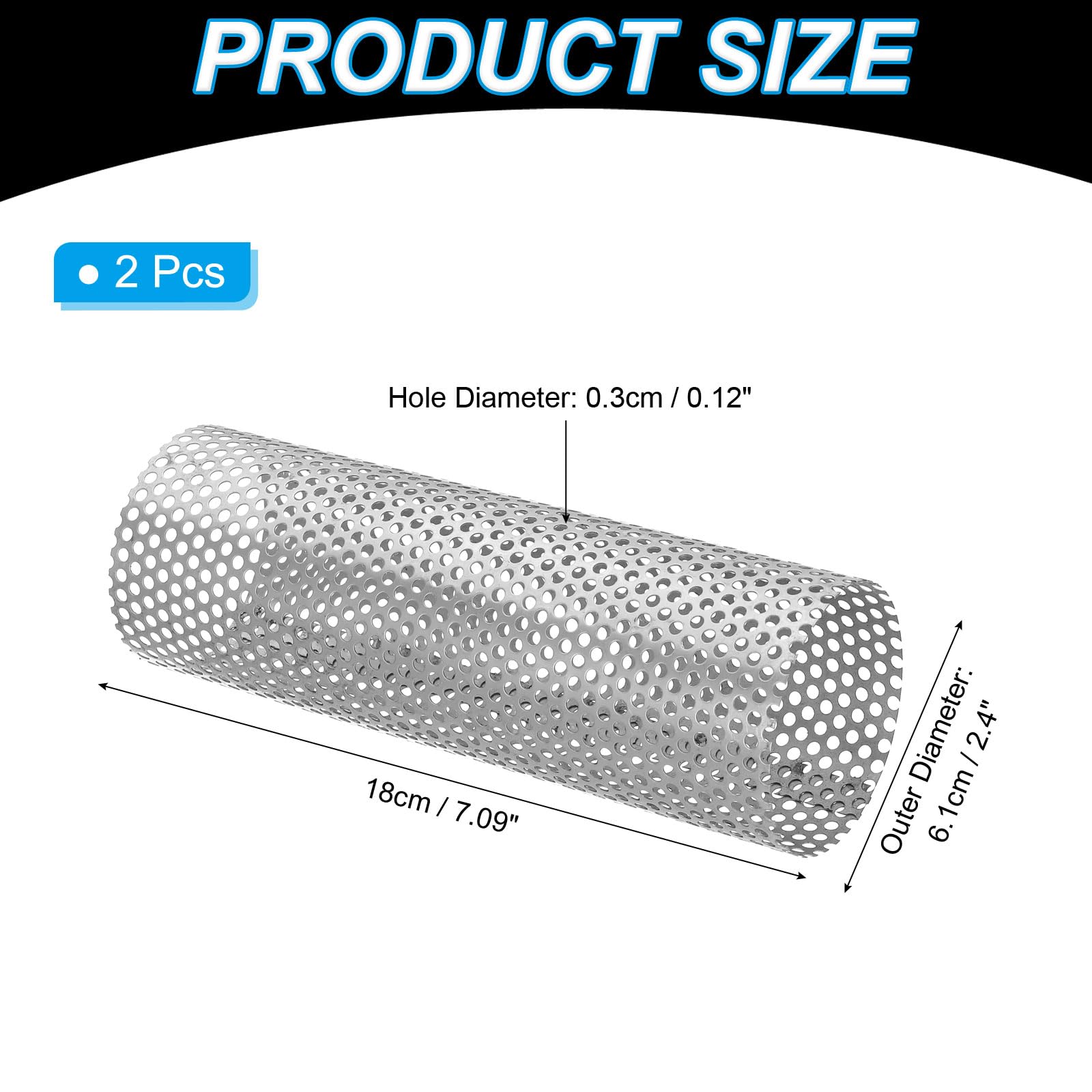 PATIKIL 2.4 Inch Stove Pipe Spark Arrestor Screen, 2Pcs 304 Stainless Steel Filter Chimney Flue 0.12 Inch Hole for Camping Tent Stove Accessories Vent Exhaust, 7.09 Inch Length - Image 2