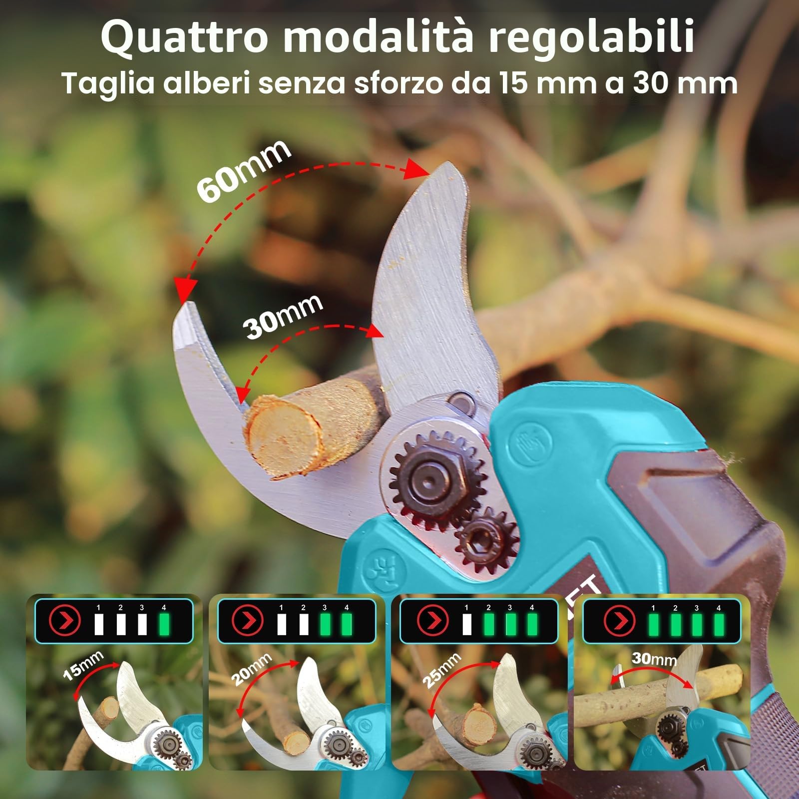 Forbici Potatura a Batteria Brushless, BETENST Forbici Elettriche con 2 Batterie 2.0Ah, Lama SK5, Schermo LCD Cesoie a Batterie, Pietra per affilare per Frutteti, Paesaggistica e Giardinaggio